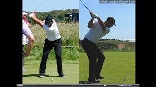 Jon Rahm golf swing  Long Iron faceon amp downtheline July 2017 [upl. by Saideman]