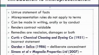 Misrepresentation Lecture 1 of 4 [upl. by Cormick]